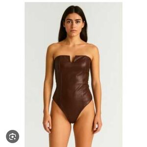 Zara faux leather bodysuit